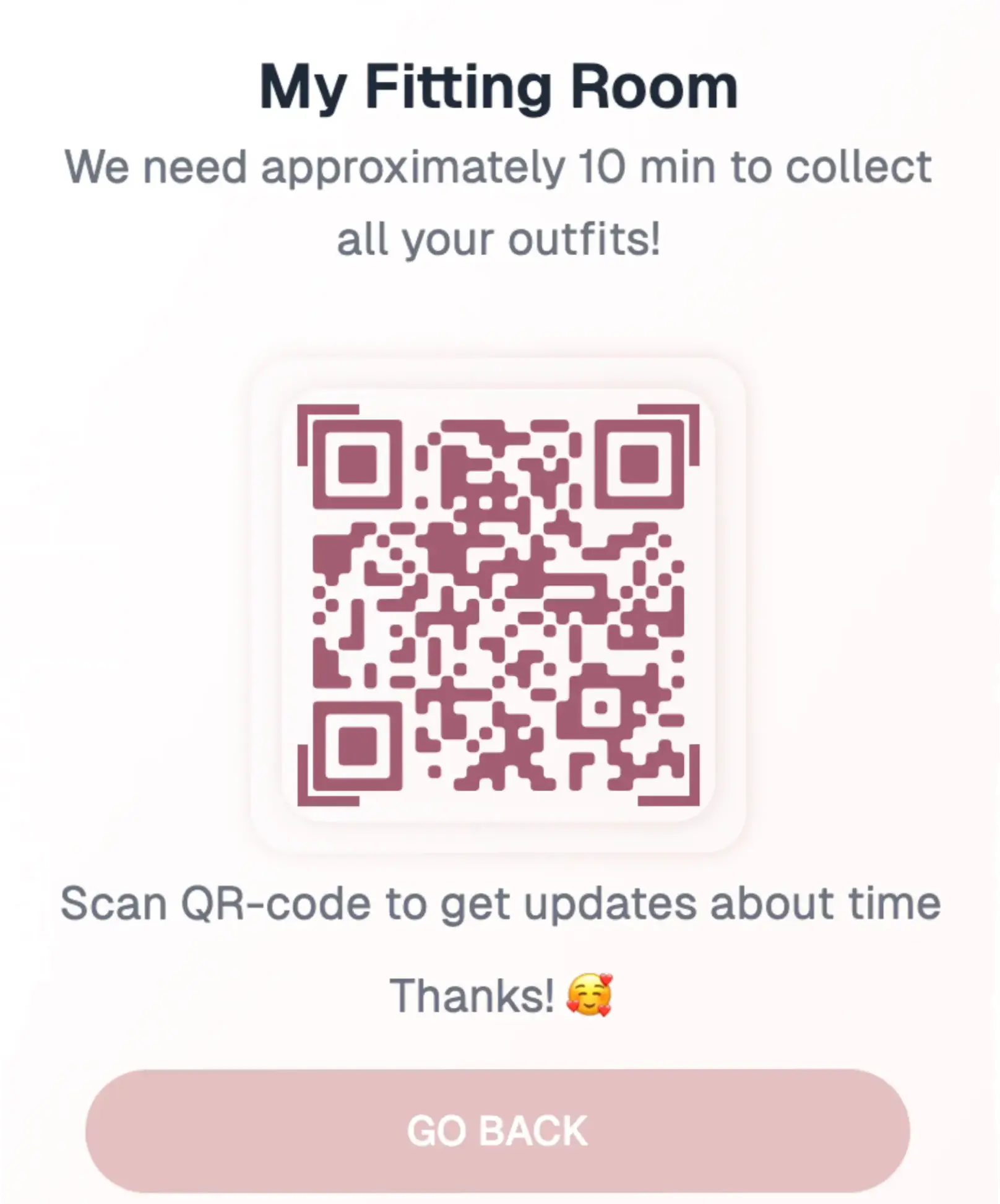 Convert step 3: QR-Code and booked fitting room