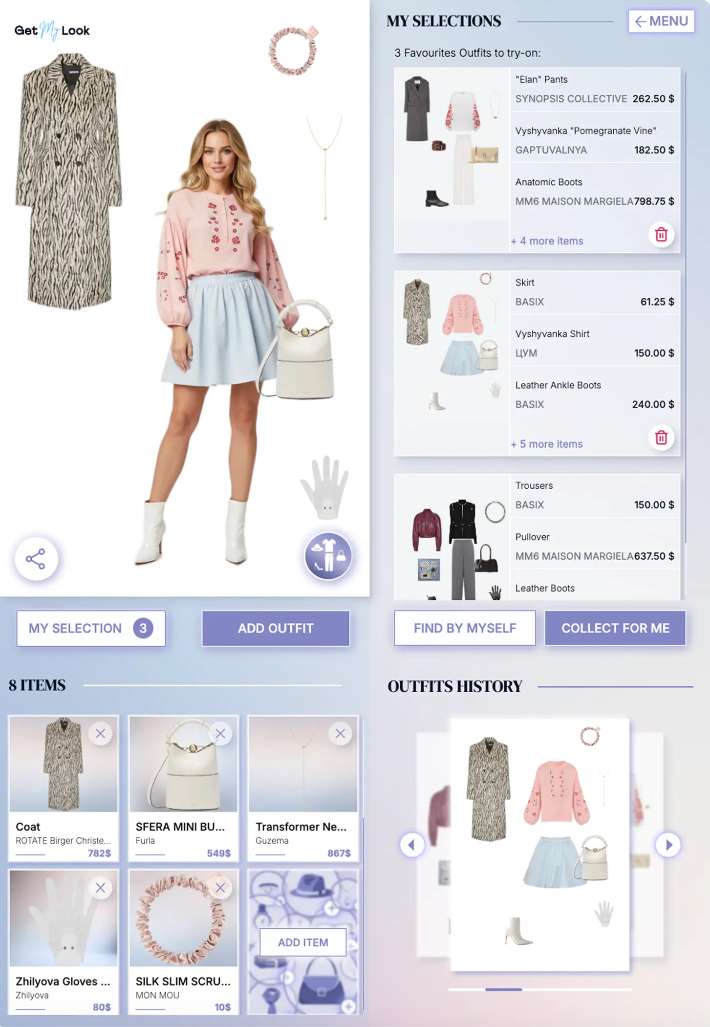 AI Stylist virtual fitting room interface showcase