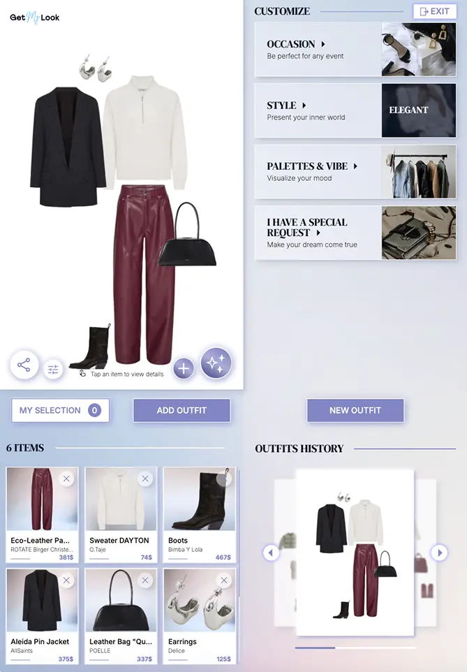 AI Stylist Interface Bottom