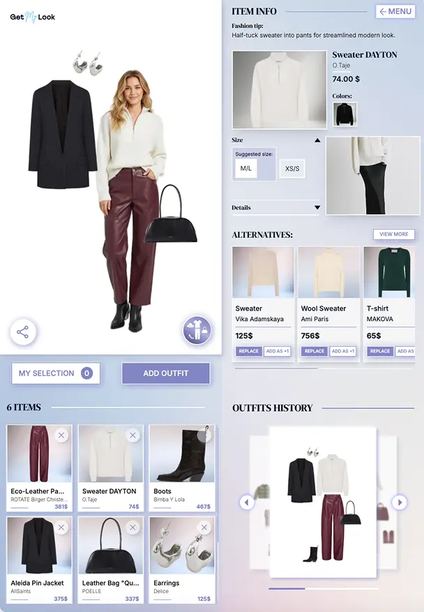 AI Stylist Interface Top